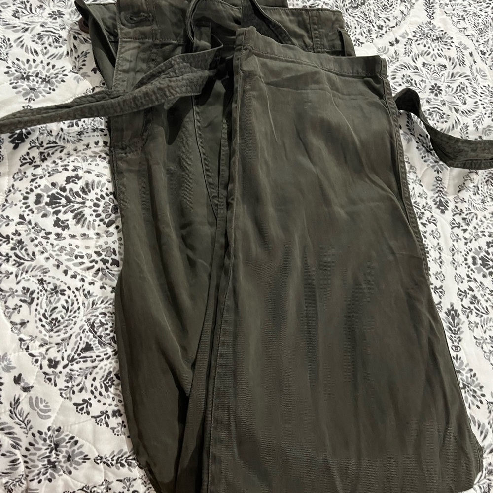 Maurice Army Green Cargo Utility pant with Waist Tie Size 14, New